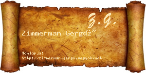 Zimmerman Gergő névjegykártya